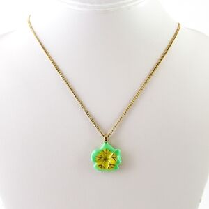 Crewcuts Flower Pendant Necklace Green Yellow Lime